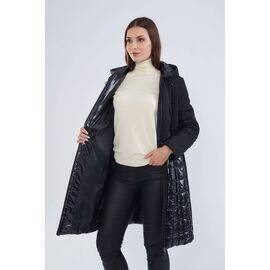 Women's Plus Size Patent Leather Quilted Coat (Kaban)