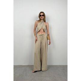 Women's Low Waist Oversize Linen Trousers