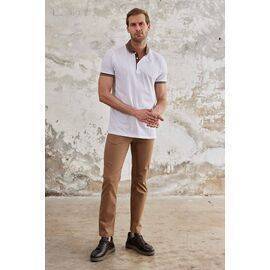 Polo Collar Short Sleeve T-Shirt with Collar Button Fastening