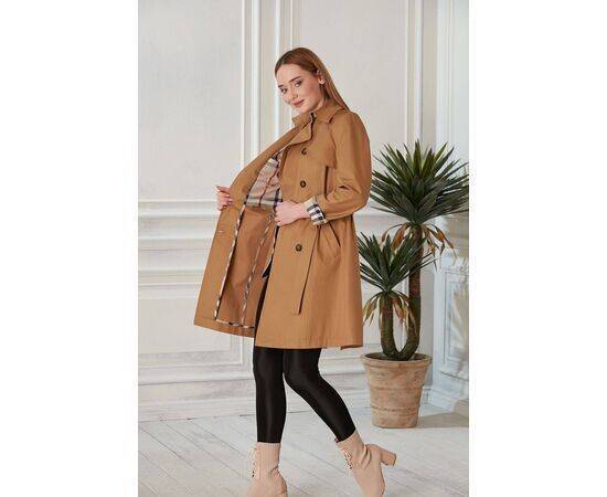 Women's Classic Trench Coat with Waist Belt