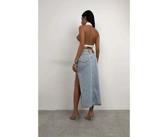 Women's Asymmetric Slit Denim Skirt