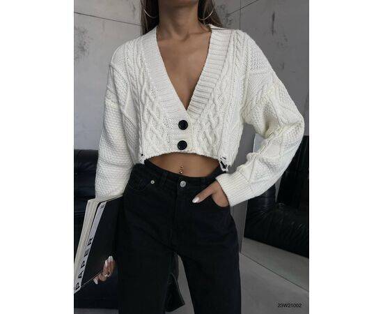 Women's Baklava Pattern Crop Fringed Cardigan