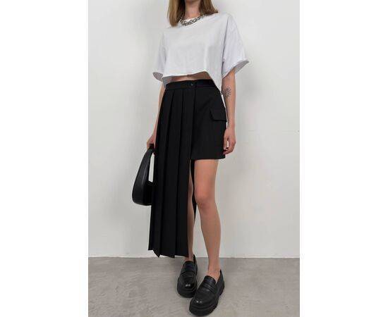 Women's Asymmetric Cut Pleated Skirt