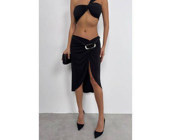 Women's Buckle Detail Asymmetrical Skirt