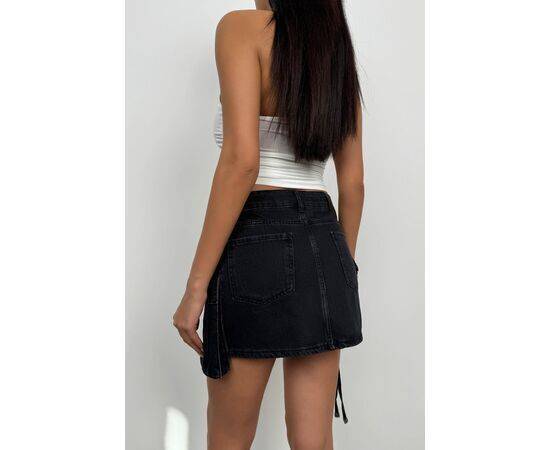 Women's Mini Denim Skirt with Cargo Pockets