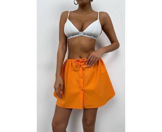 Women's Buttoned Mini Skirt with Elastic Waist