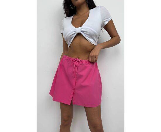 Women's Buttoned Mini Skirt with Elastic Waist