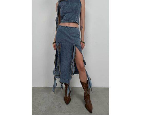 Women's Ruffle Denim Skirt