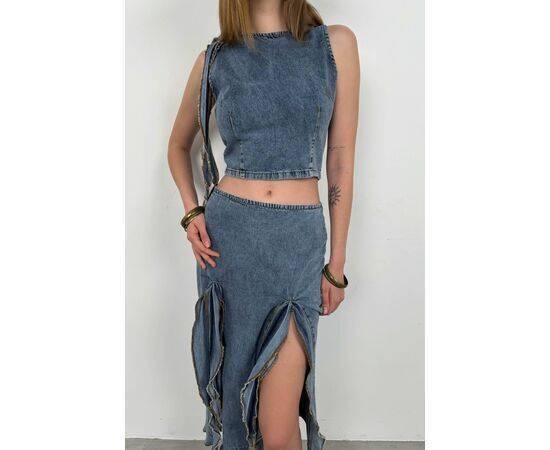 Women's Ruffle Denim Skirt