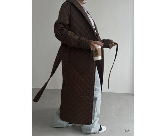 Women's Quilted Pattern Maxi Length Trench Coat