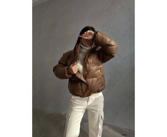 Women's Leather Puffer Jacket