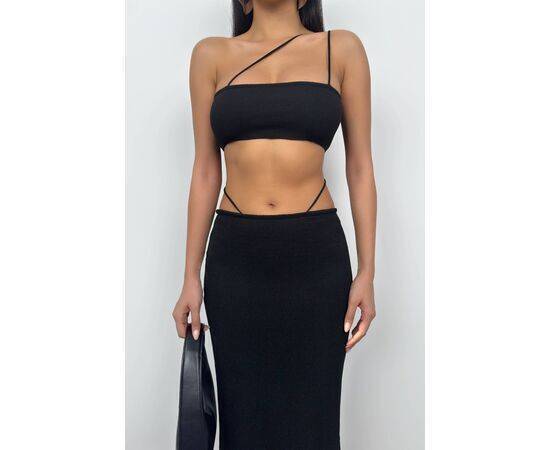 Women's Textured Maxi Skirt with Rope Detail