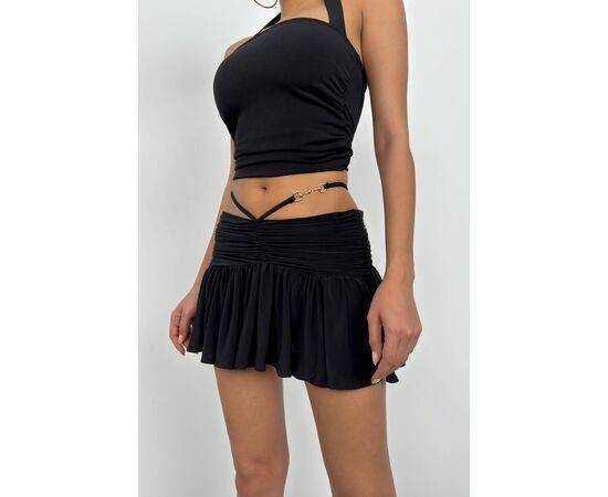 Women's Gathered Elastic Waist Mini Skirt