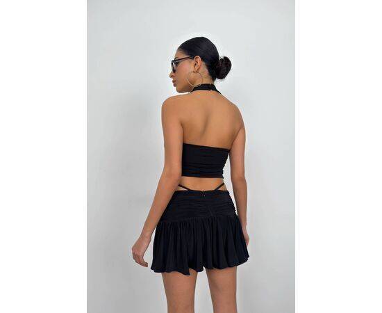 Women's Gathered Elastic Waist Mini Skirt