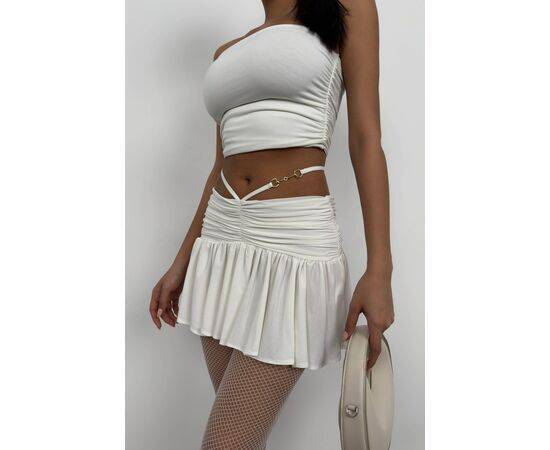 Women's Gathered Elastic Waist Mini Skirt