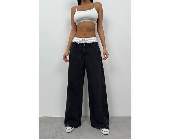 Women's Elastic Low Waist Jean Double Set