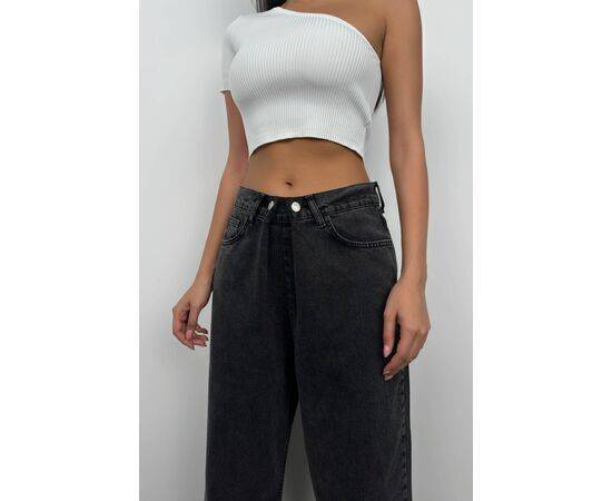 Women's Low Waist Double Buttoned Wide Leg Jean