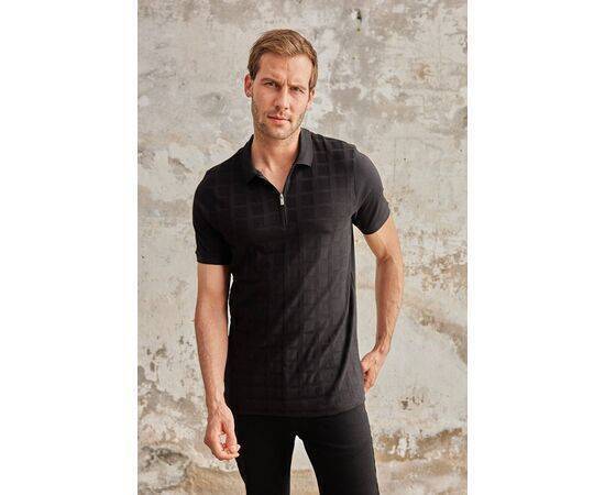 Zippered Polo Neck Short Sleeve T-Shirt