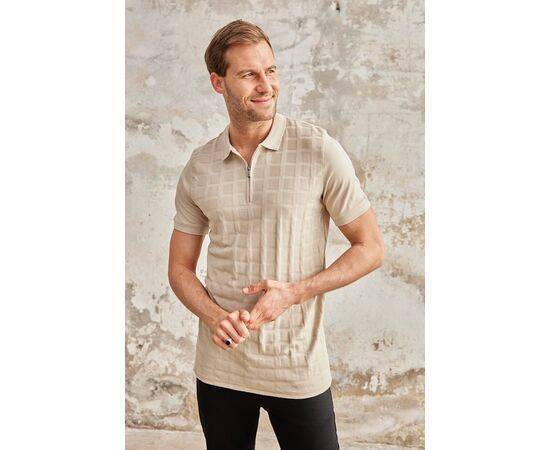 Zippered Polo Neck Short Sleeve T-Shirt