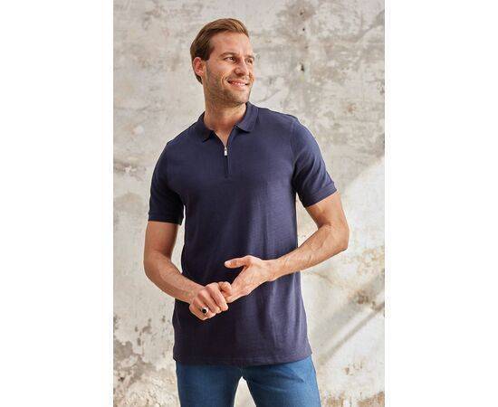 Zippered Polo Neck Short Sleeve T-Shirt