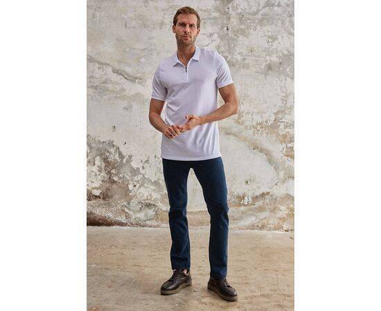 Zippered Polo Neck Short Sleeve T-Shirt