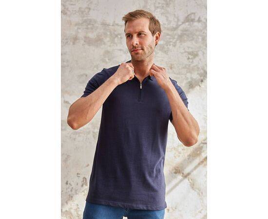 Zippered Polo Neck Short Sleeve T-Shirt