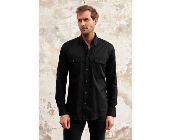 Gabardine Collar Long Sleeve Shirt with Pockets