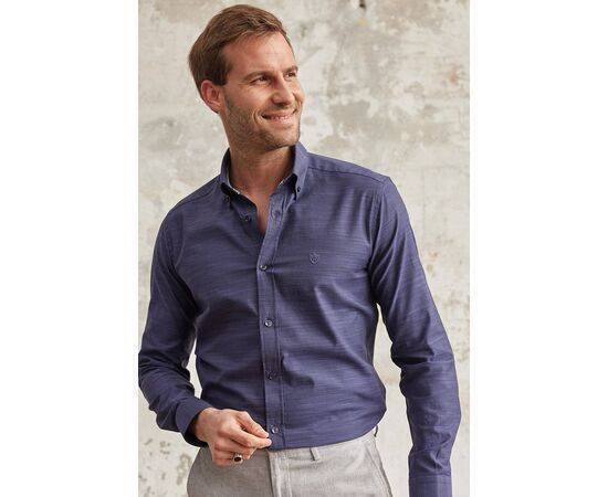 Classic Fit Long Sleeve Buttoned Collar Cotton Shirt