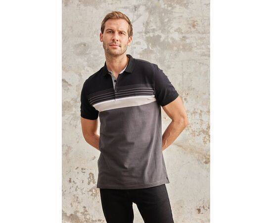 Stripe Patterned Polo Neck Short Sleeve T-Shirt