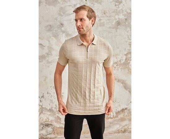 Zippered Polo Neck Short Sleeve T-Shirt