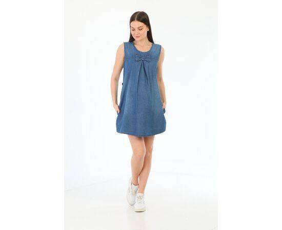 Maternity Denim Gilet with Pockets Back Adjustment Lace Up Bow Tie Detailed Blue