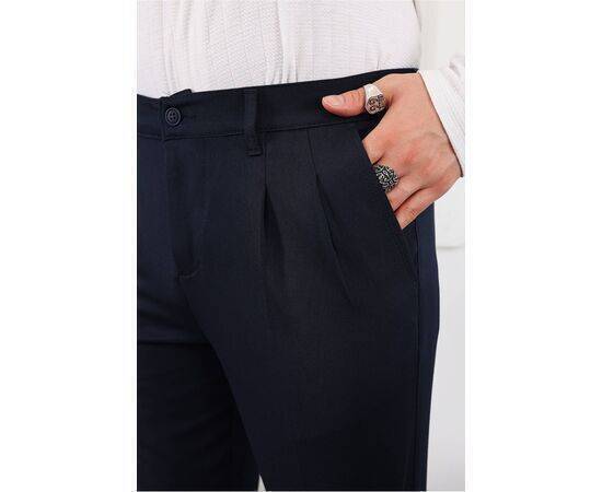 Pleated Seasonal Lycra Fabric Trousers