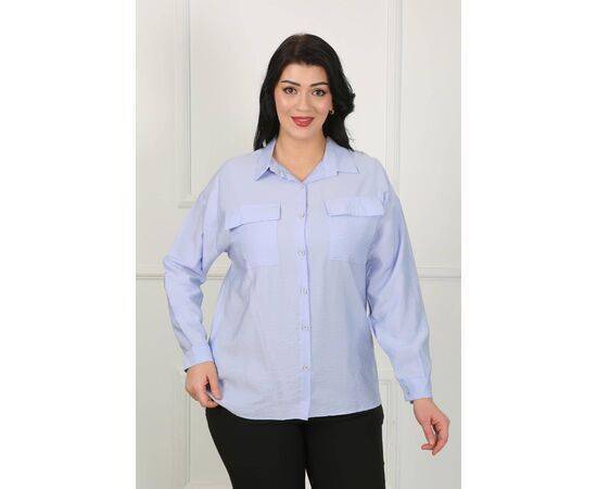 Women's Patterned Cotton Viscose Plus Size Shirt