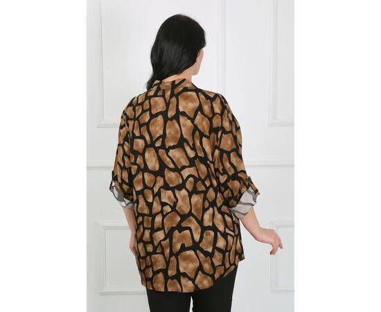 Women's Patterned Cotton Viscose Plus Size Shirt