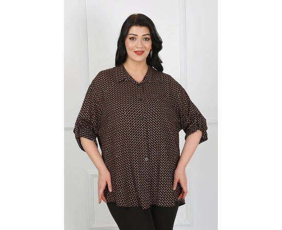 Women's Patterned Cotton Viscose Plus Size Shirt