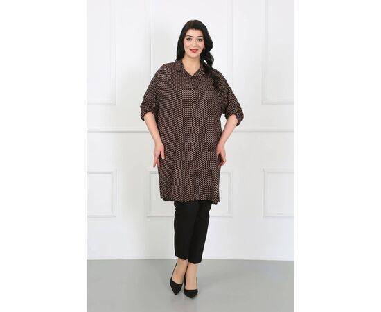 Women's Patterned Cotton Viscose Plus Size Tunic