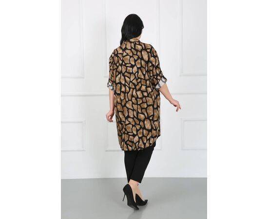 Women's Patterned Cotton Viscose Plus Size Tunic