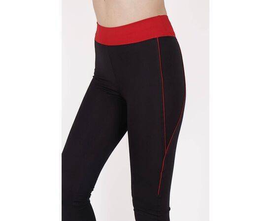 Women's High Waist Sports Tights with Red Belt Detail