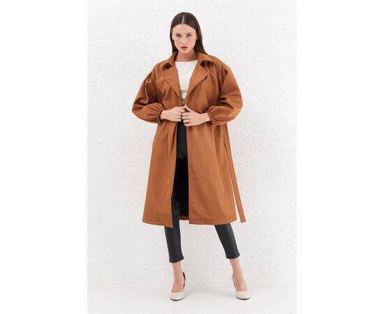 Balloon Sleeve Trench Coat with Pocket