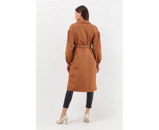 Balloon Sleeve Trench Coat with Pocket