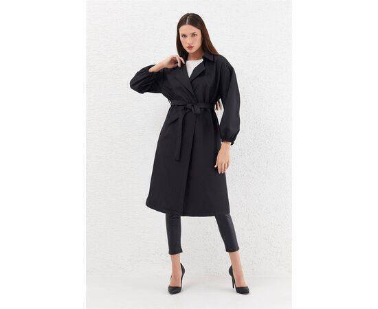 Balloon Sleeve Trench Coat with Pocket